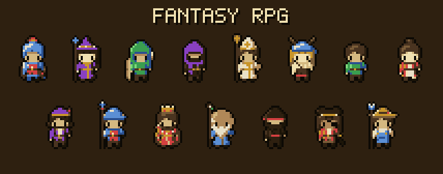 The character lineup walking, cycling through eight palettes