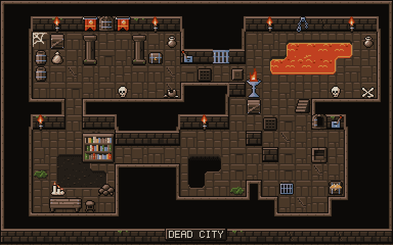 The same dungeon cycling through ten palettes, torches and lava moving