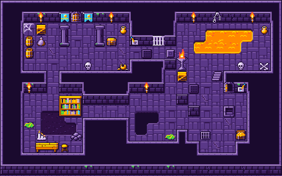A dungeon in the Retro 8-bit palette