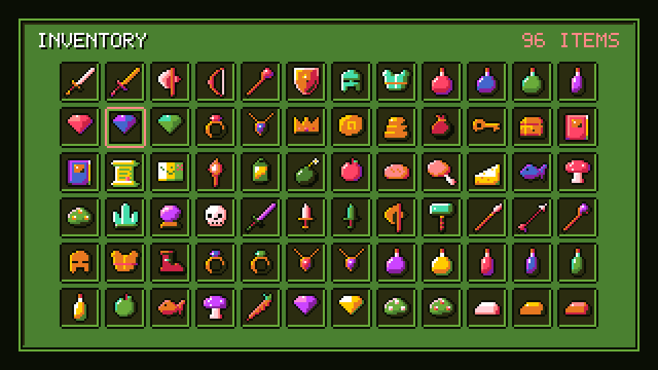 Item icons in the Bloom palette
