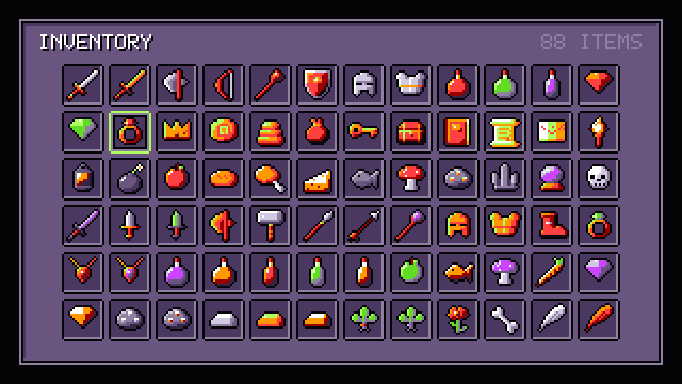 Item icons in the Horror Dark palette