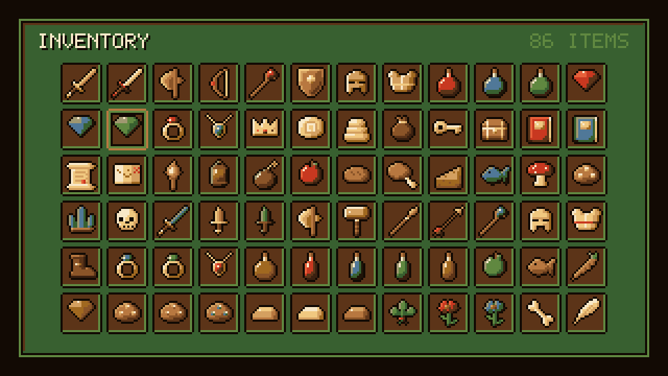 Item icons in the Western Desert palette