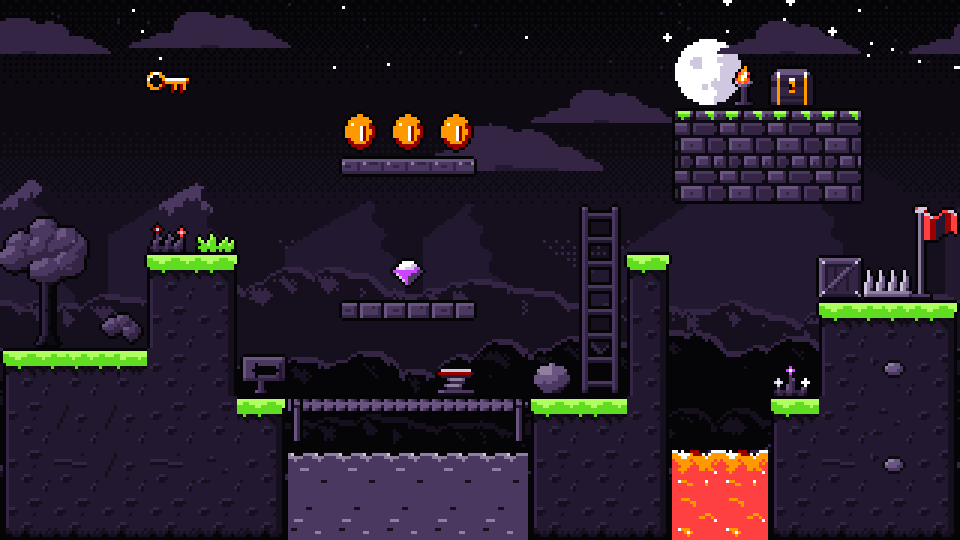 A night level in the Horror Dark palette