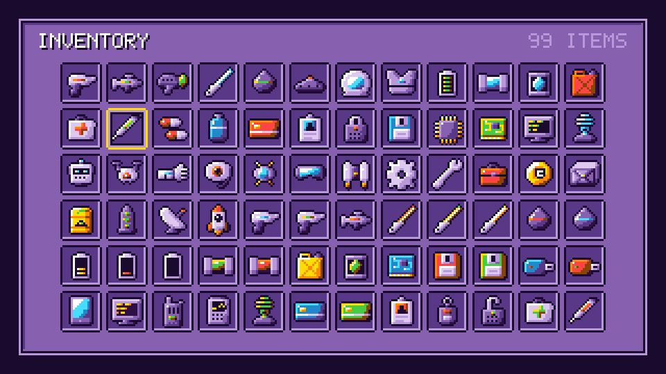Sci-fi icons in the Retro 8-bit palette