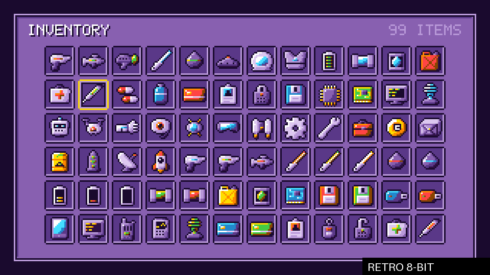 An inventory of sci-fi icons cycling through seven palettes