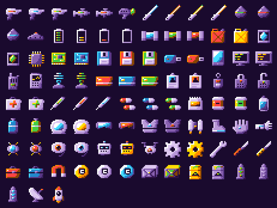 Every sci-fi icon of the Retro 8-bit palette