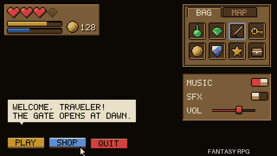 The same game screen cycling through all fourteen palettes