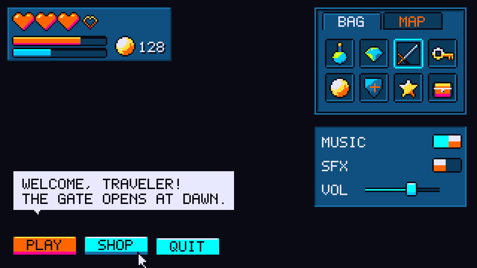 The UI kit in the Cyberpunk palette
