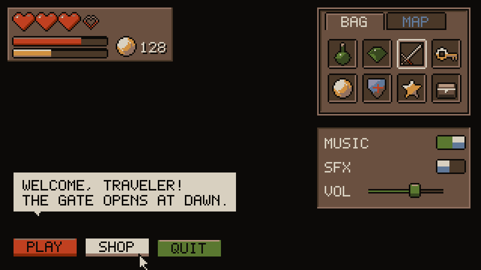 The UI kit in the Dead City palette