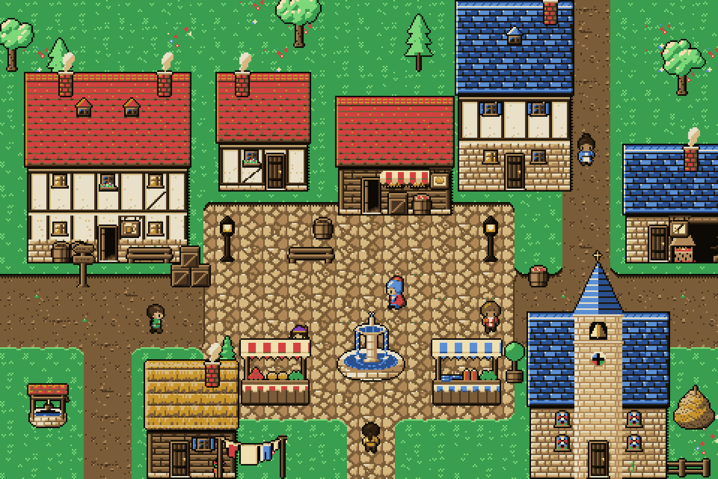 A village in the Fantasy RPG palette